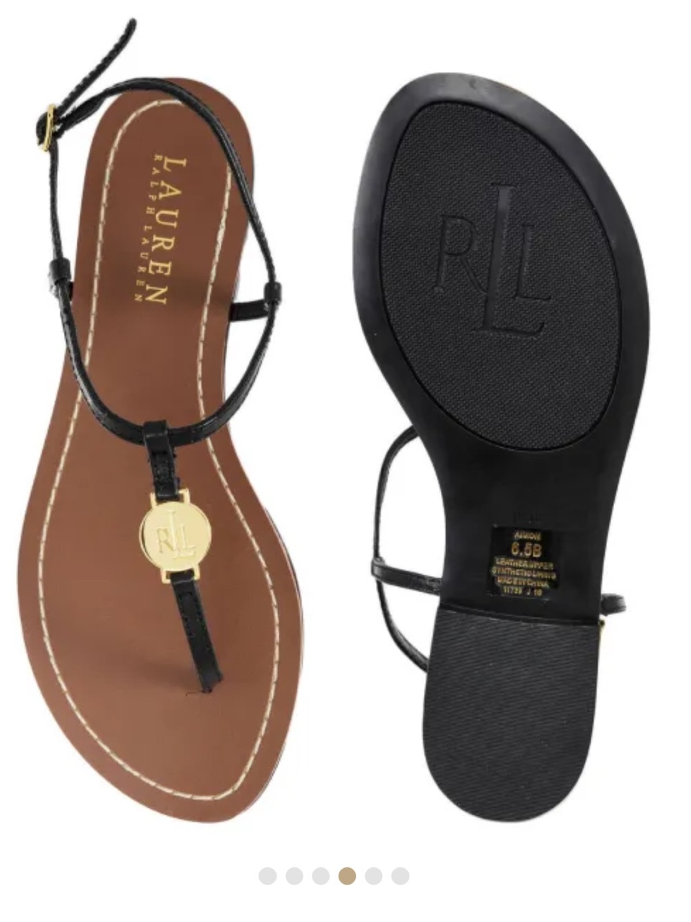 Lauren Ralph Lauren Black T-Strap Sandals – Size 7B ✨